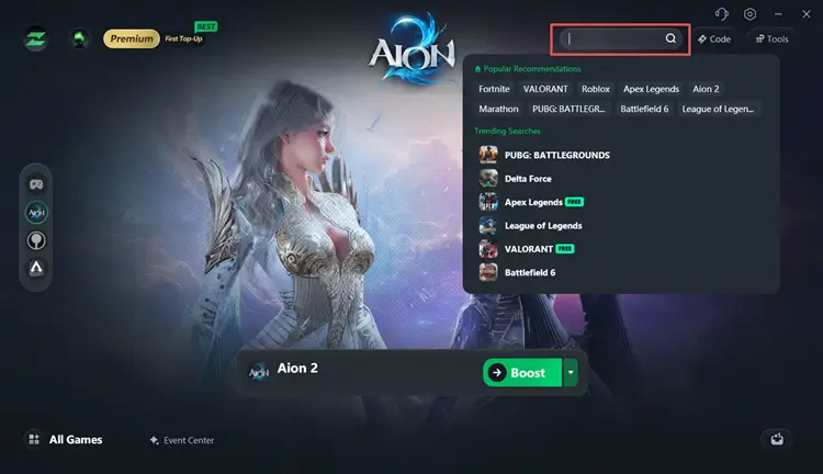 Search Fortnite in LagZapper