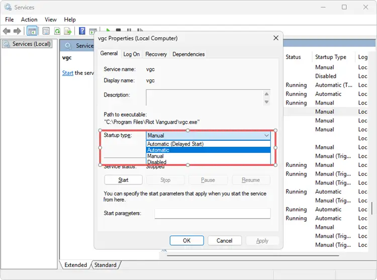 check Riot Vanguard vgc service for VALORANT VAN 79 error
