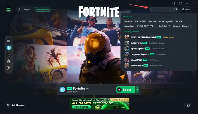 Search for your game in LagZapper to start game boost