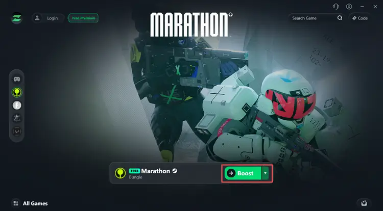 Click Boost in LagZapper to reduce Marathon high ping and packet loss