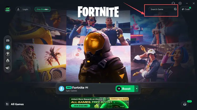 Search for Fortnite in LagZapper to optimize