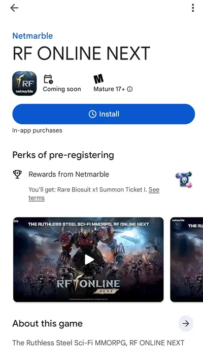 Search for rf online next on google play