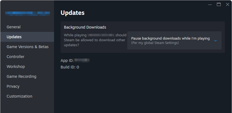 Steam update settings for MECCHA CHAMELEON