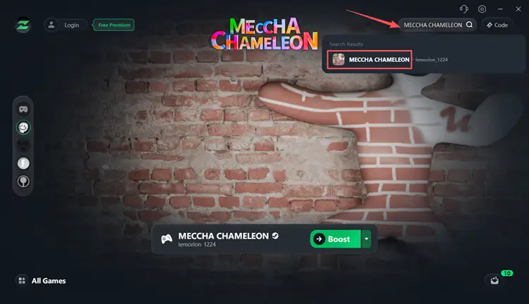 Search MECCHA CHAMELEON in LagZapper game booster