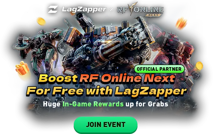 LagZapper RF Online Next event offering free boost and in-game rewards