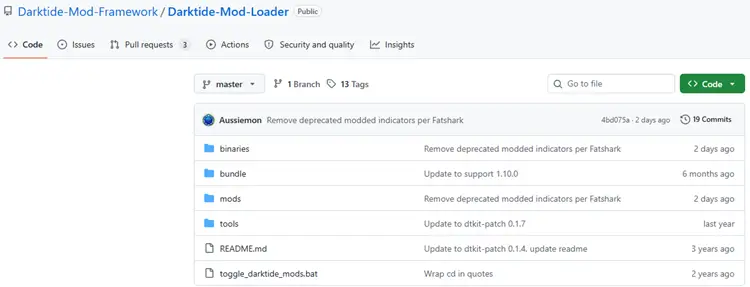 Скачайте последнюю версию Darktide Mod Loader с GitHub.