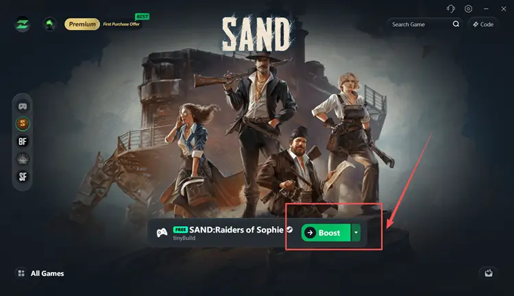 Boost SAND Raiders of Sophie with LagZapper
