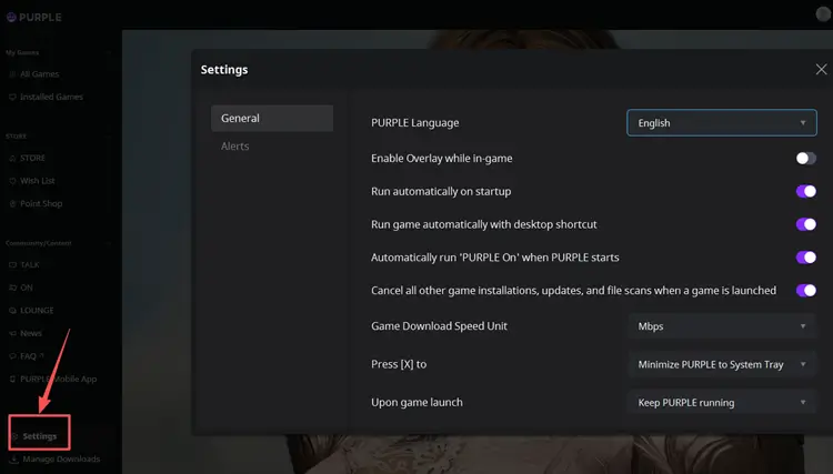 Open launcher settings