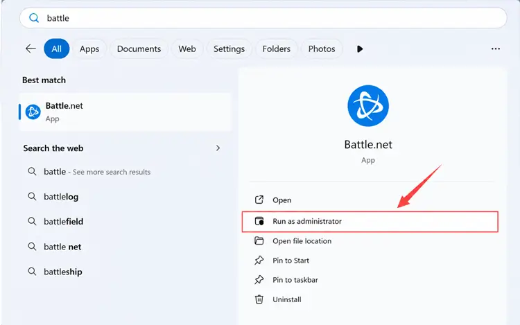 run battle net as admin