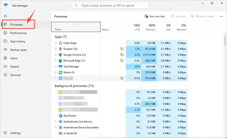 Open task manager