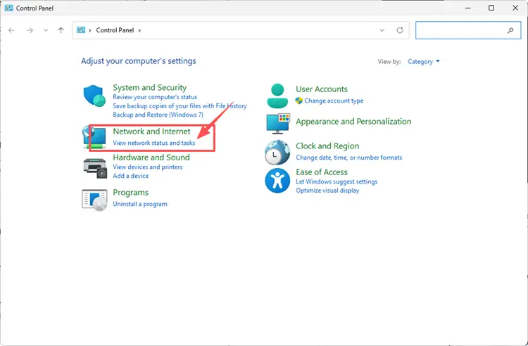 Open DNS settings in Control Panel