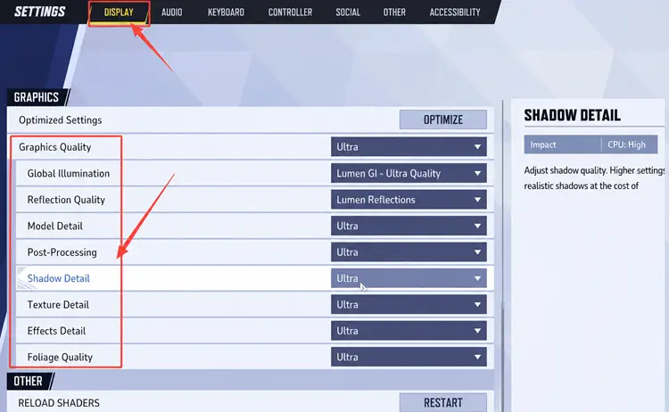 Lower graphics settings