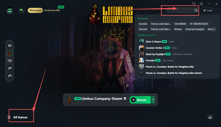 Search for Limbus Company in LagZapper
