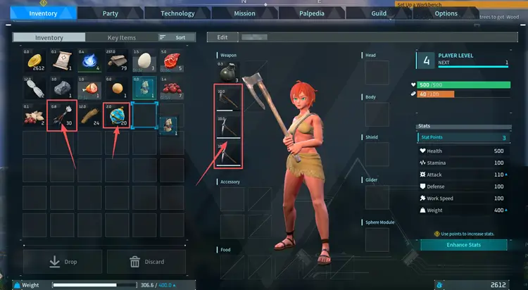 Gather enough resources to craft essential gear