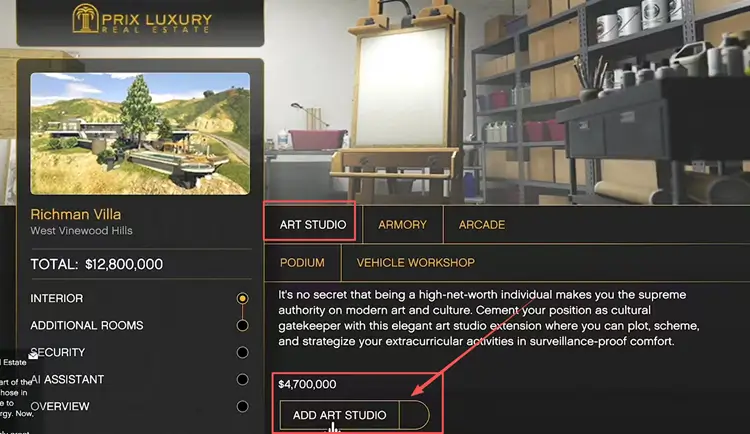 Купите Mansion Art Studio для Kortz Center Heist