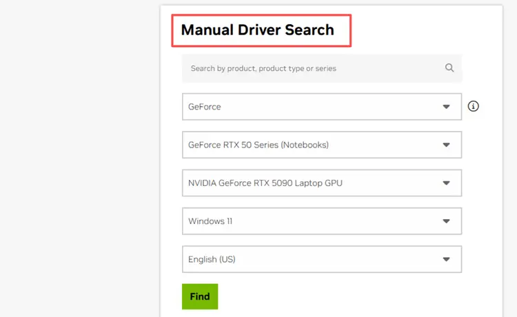 Seacrh your graphics card driver
