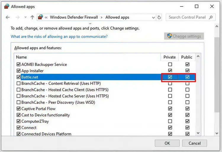 Allow Battle.net through Windows Defender Firewall