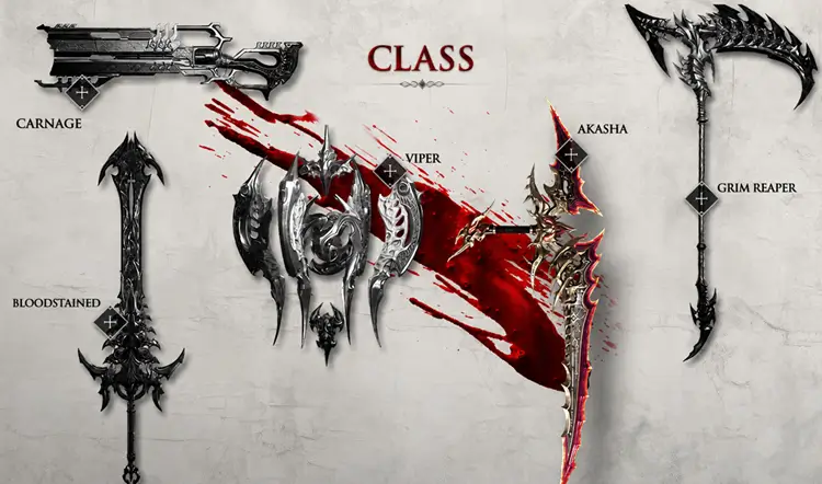 Screenshot of distinct vampire classes
