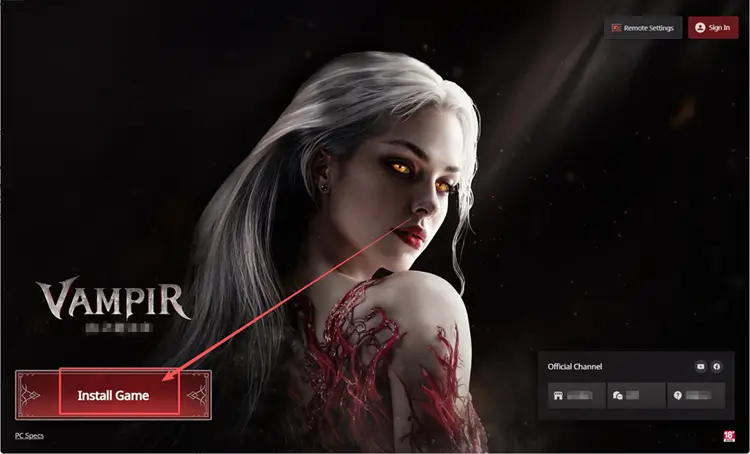 Click Install Game on the VAMPIR page