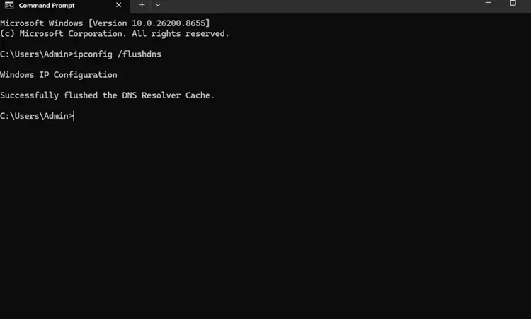Flush DNS Settings in cmd