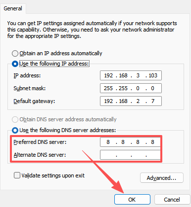 Change Windows DNS settings to Google DNS or Cloudflare DNS