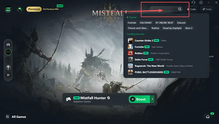 Search for Mistfall Hunter in LagZapper