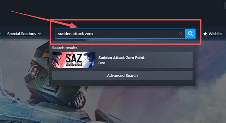 Search for Sudden Attack Zero Point on Steam