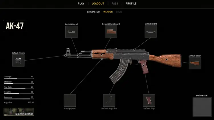 Customizing an AK 47 with weapon parts in Sudden Attack Zero Point