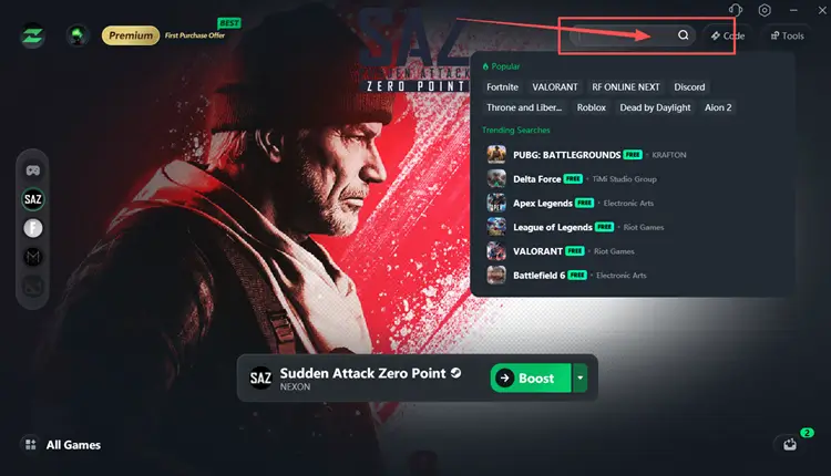 Search for Sudden Attack Zero Point in LagZapper