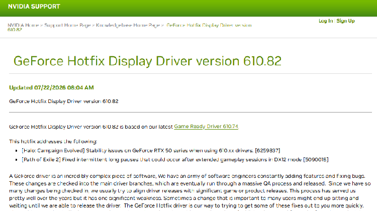 NVIDIA’s official forum post