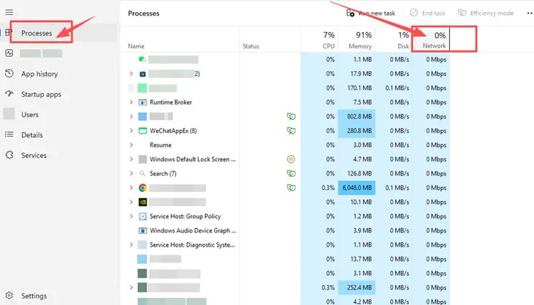 Check non-essential tasks in task manager
