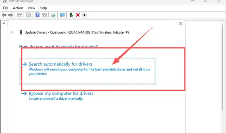 Search automatically for network adapter drivers