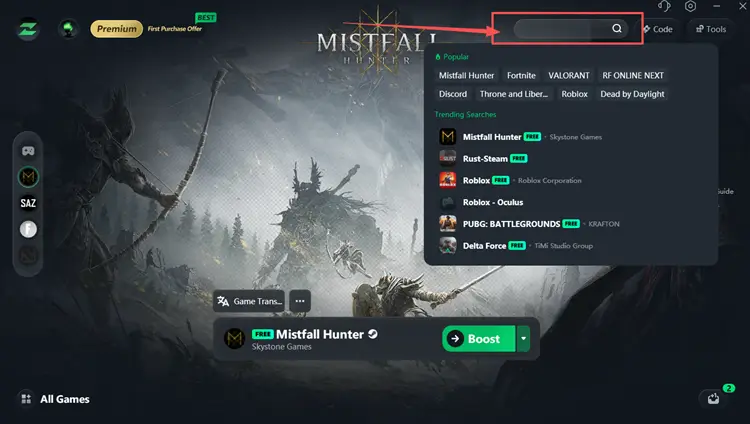 Search for Mistfall Hunter in LagZapper to optimize connection