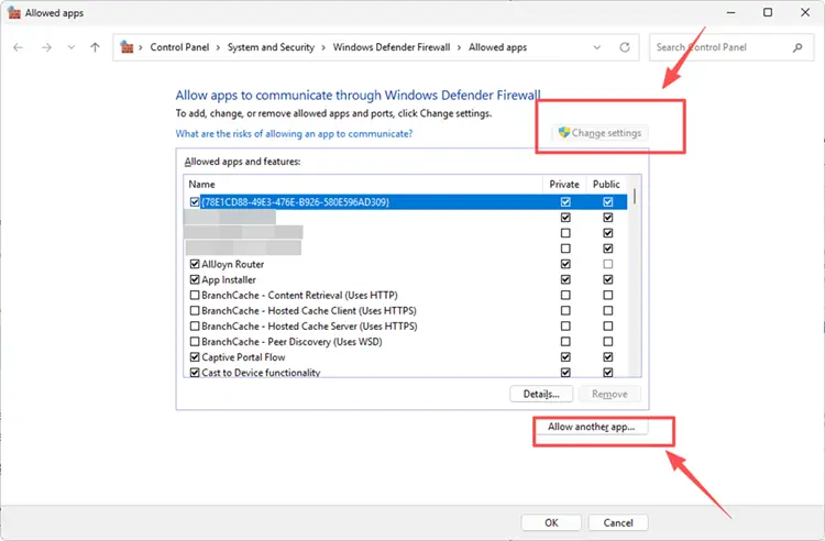 Add Mistfall Hunter and Steam to the Windows Firewall allowed apps