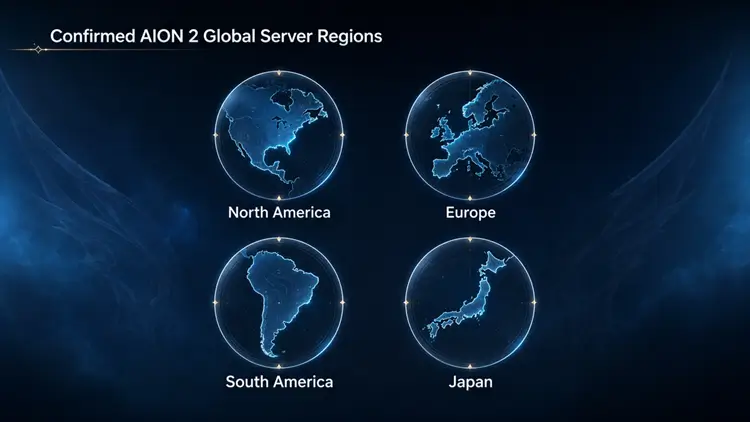 AION 2 global server regions in North America, South America, Europe, and Japan