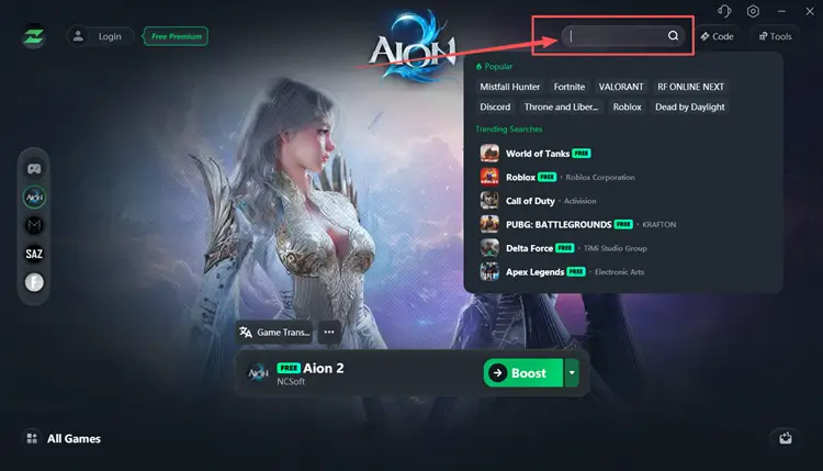 Search for AION 2 in LagZapper