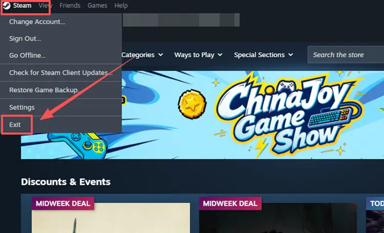 Fully exit Steam