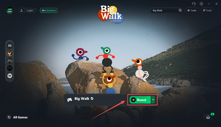 Selecting a node and boosting Big Walk with LagZapper