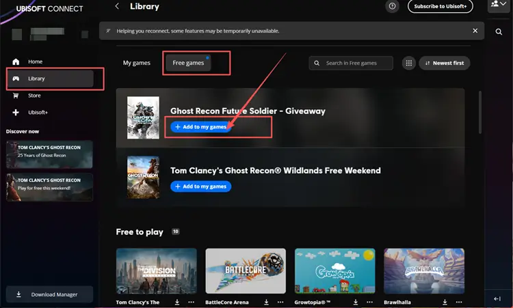 Add Ghost Recon Future Soldier from Ubisoft Connect Free games