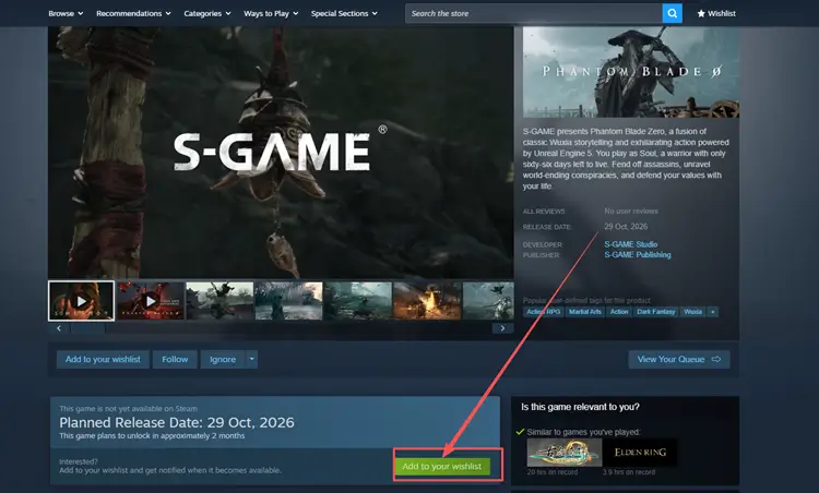 Add Phantom Blade Zero to Your Wishlist on Steam
