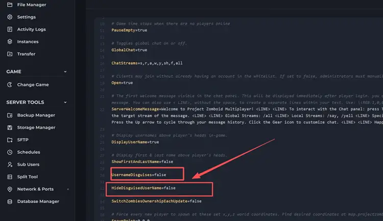 Отключение UsernameDisguises и HideDisguisedUserName