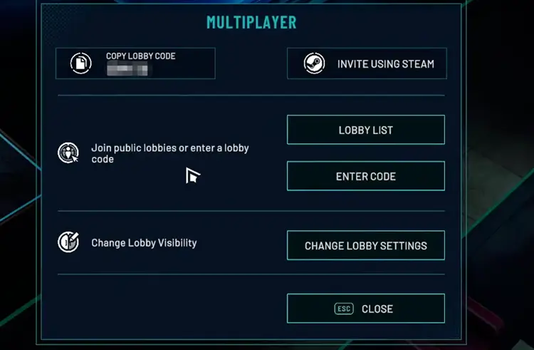Open the RIFTSTORM multiplayer menu to create or join a lobby