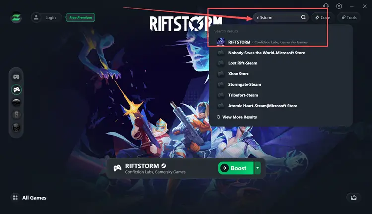 Search for RIFTSTORM in LagZapper
