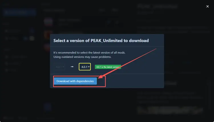 Загрузка PEAK Unlimited с необходимыми зависимостями
