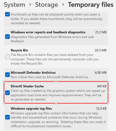 Clear DirectX Shader Cache in Windows