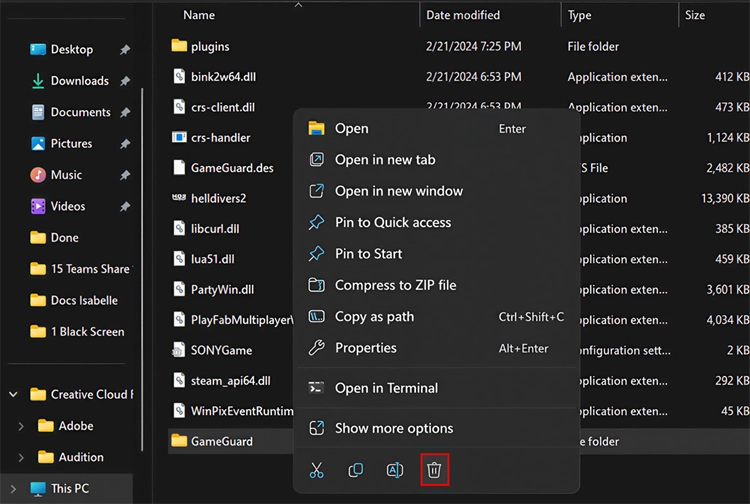 Repair Helldivers 2 GameGuard files on PC