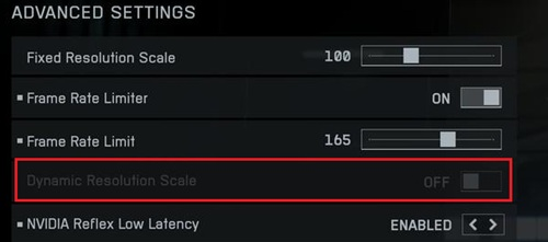 Turn off Dynamic Resolution Scale in Battlefield 6 Advanced Graphics Settings