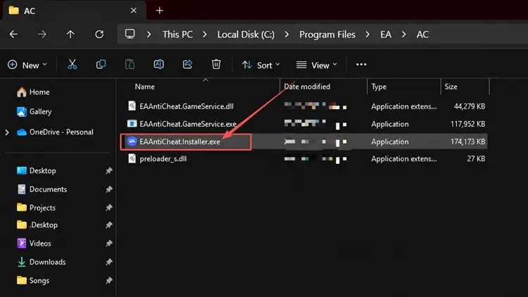 Run EAAntiCheat in File Explorer