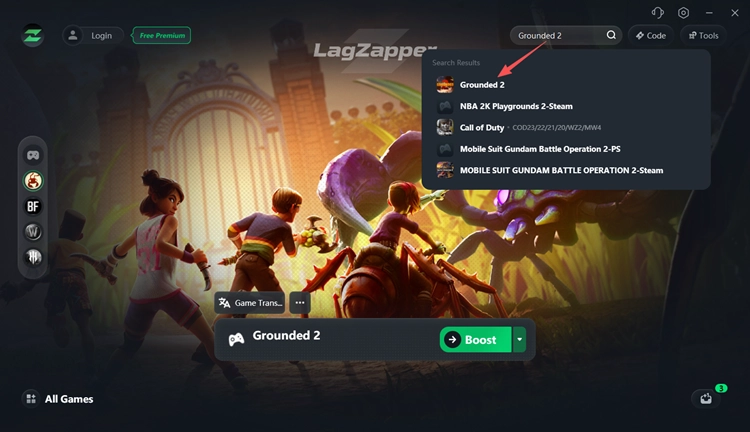 Найдите Grounded 2 в LagZapper