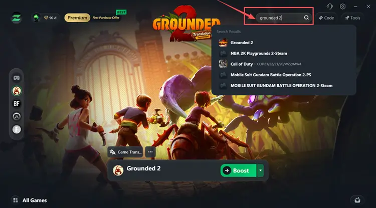 Найдите Grounded 2 в LagZapper